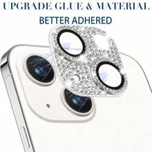 1 件钻石装饰防刮手机相机镜头保护膜,适用于 生日礼物、家人、朋友闪亮水晶、镜头保护膜、手机配件防水防震防摔防摔防刮防指纹全覆盖 - 銀色 - 查看 6