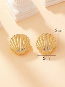 1 Pieza Aretes Populares De Aleación Con Diseño De Concha, Adecuado Para Usar Todos Los Días Y Estar A La Moda
