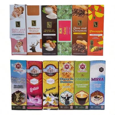 Kit 25 Caixas de Incenso Vareta com 7 varetas essências sortidas indiana