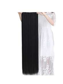 40 Inch Super Long 5 Clips Straight Hair Extensions, Made Of Synthetic Fiber Material, Suitable For Daily Wear - Black - View 4