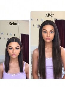 40 Inch Super Long 5 Clips Straight Hair Extensions, Made Of Synthetic Fiber Material, Suitable For Daily Wear - Black - View 3