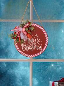 1 件聖誕木門衣架附花圈和聖誕莓果設計
