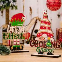 1pc Christmas Creative Letter Rudolph-shaped Wooden Ornament For Home Decoration - Multicolor - View 6