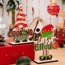 1pc Christmas Creative Letter Rudolph-shaped Wooden Ornament For Home Decoration - Multicolor - View 7