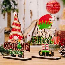 1pc Christmas Creative Letter Rudolph-shaped Wooden Ornament For Home Decoration - Multicolor - View 3