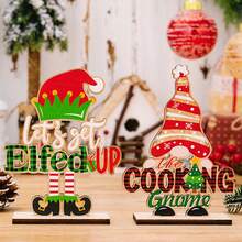 1pc Christmas Creative Letter Rudolph-shaped Wooden Ornament For Home Decoration - Multicolor - View 4