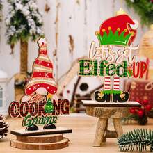 1pc Christmas Creative Letter Rudolph-shaped Wooden Ornament For Home Decoration - Multicolor - View 5