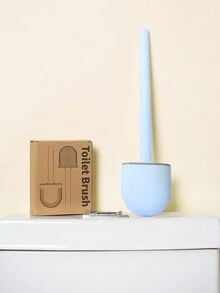 1pc Silicone Toiler Brush Set With Wall Mount Holder For Deep Cleaning Without Blind Spot - Blue - View 2