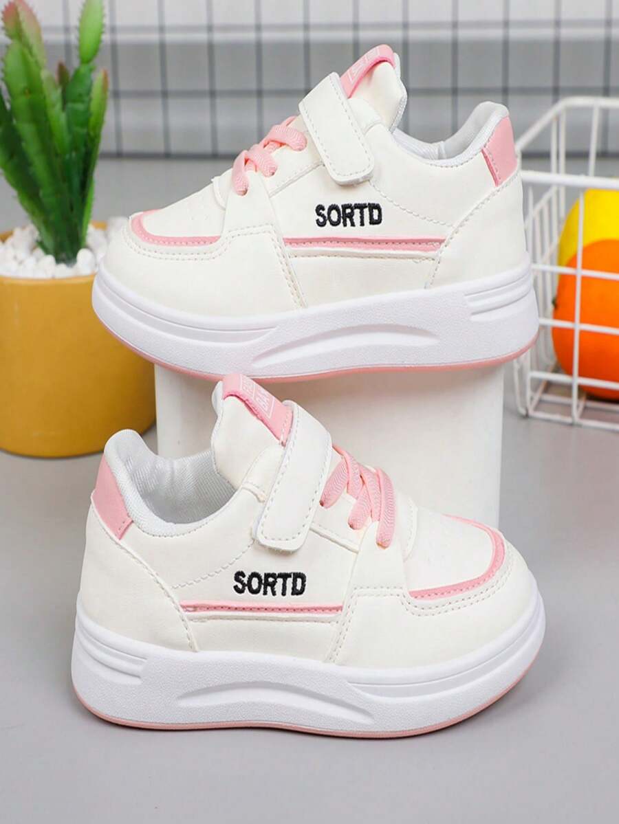 兒童帆布鞋2023年春/秋新款流行白色男女鞋,柔軟防滑鞋底 - 粉色 - 查看 1