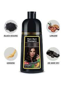三合一棕色染发洗发水，男女通用染发洗发水，遮盖白发，草本成分，含染发剂，500毫升（深棕色） - 深棕 - 查看 4