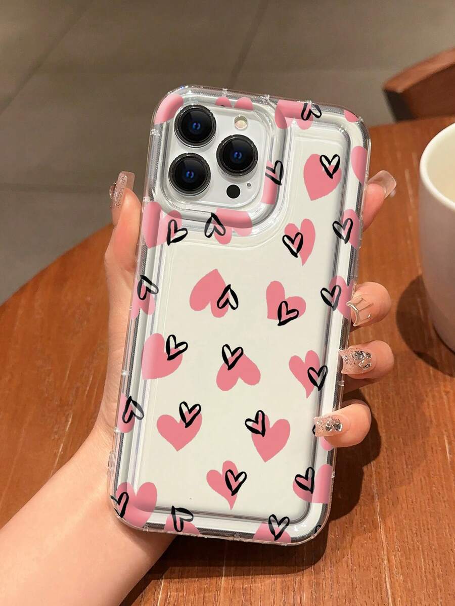 1 Ốp điện thoại Tpu trong suốt có túi khí có họa tiết trái tim Tương thích với iPhone - Nhiều màu - Xem 1