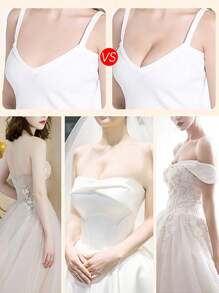 1件無痕膠粘貼胸罩,無縫透氣,無肩帶罩杯,舒適無痕內衣 - 杏色 - 查看 2