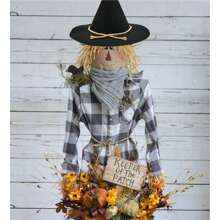 6pcs Scarecrow Costume Set Include Raffia Scarecrow Straw Kit, Scarecrow Hat for Party Accessory - Multicolor - View 5