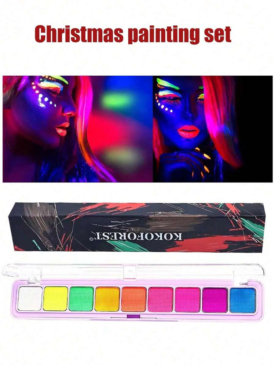 9 Color Fluorescent Water-soluble Body Paint With Night Glow Effect Perfect For Face Painting, Art Performance And Opera Makeup - Multicolor - View 1