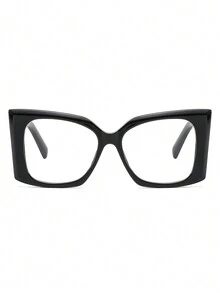 1pc Unisex Multicolor Pc Oversized Square Frame Decorative Clear Lens Glasses - Black - View 2