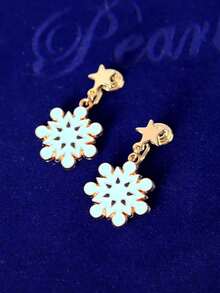 1pair Ins Style Vintage Snowflake Design Minimalist Ear Clip For Girls - Multicolor - View 2