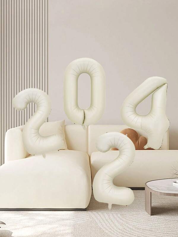 1 套 32 英寸浅色数字形铝箔气球，新年派对装饰，2024 数字气球，家庭聚会和商店装饰