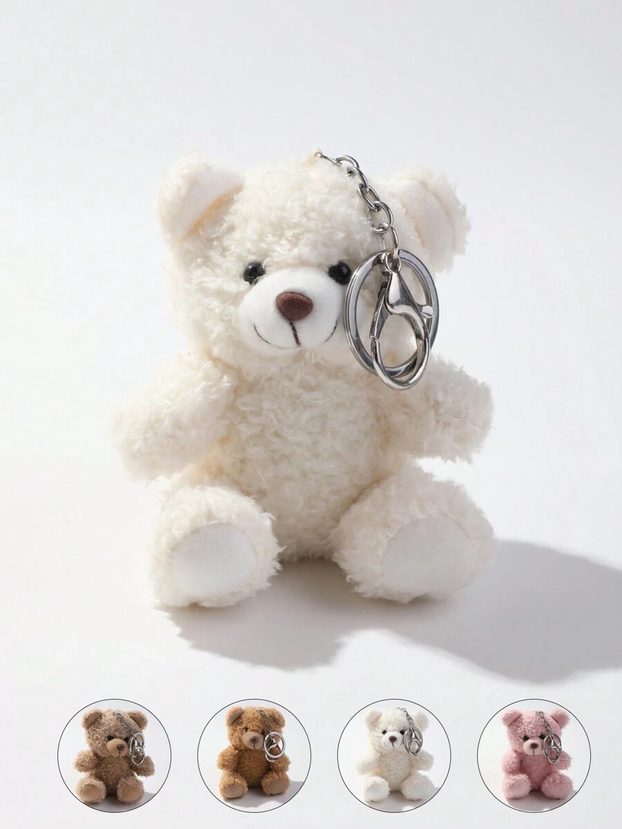 Cute Fuzzy Cartoon Bear Charm Keychain Souvenir Car Accessories Bag Charm School Goth Y2k Christmas Gift Ideas
