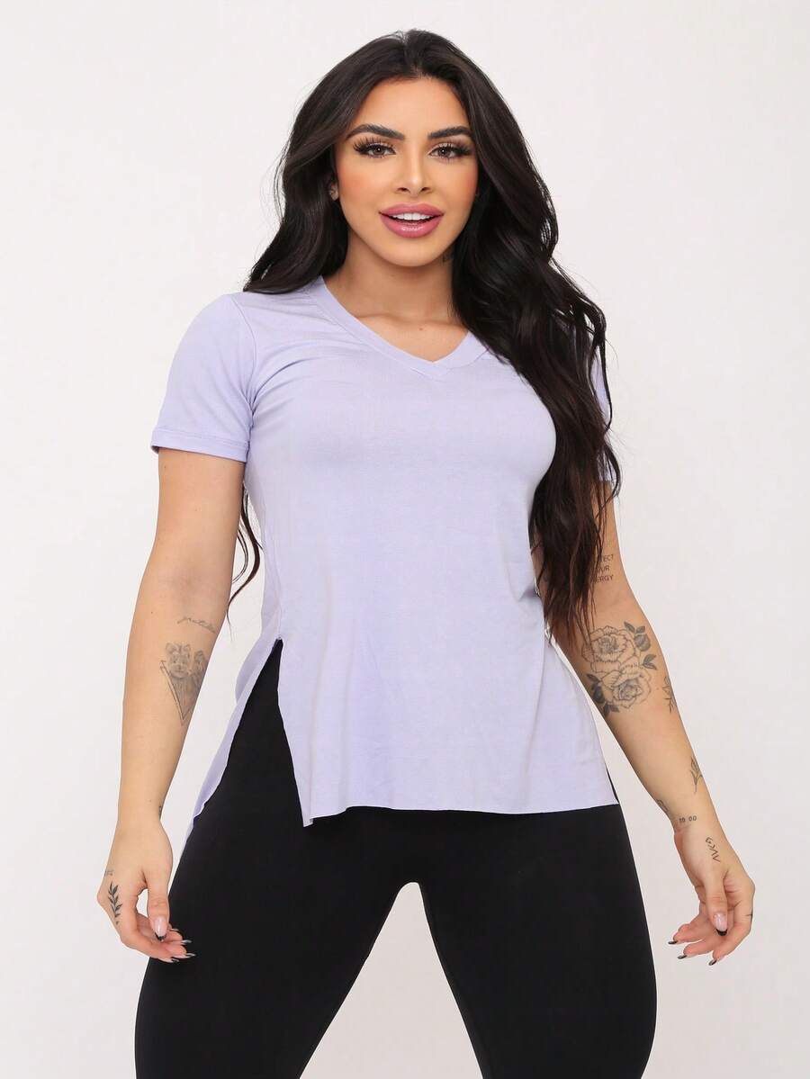 Women T-Shirts - 淺灰紫 - 查看 1