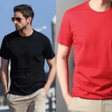 Men T-Shirts - 紅色和黑色 - 查看 2