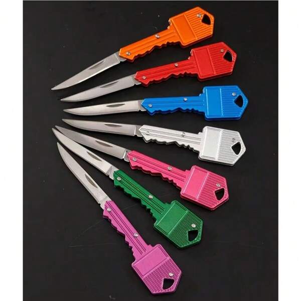 Mini Outdoor Camping tragbares Messerwerkzeug, Schlüsselanhänger-Messer Selbstverteidigungsausrüstung, Mini-Outdoor-Messer, tragbares Klappmesser für die Reise, Edelstahl-Obstmesser, DIY-Bastelmesser, Papierschneider, Outdoor-Grundausstattung