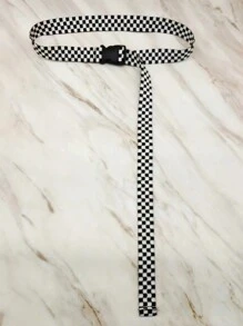 1 件女式黑白格子超長腰帶適合牛仔褲和休閒服裝