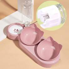 New Plastic Anti-Tilt Cat/Dog Lover Gift And Dog/Cat Mom Love Pet Automatic Feeding Water Dispenser, 2 In 1 Bowl For Cat Lover And Cat Mom Loves And Dog Lover And Dog Mom Loves