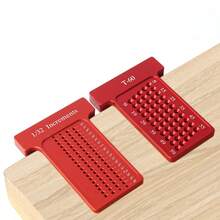 One Piece Red Inch Woodworking Scribe Ruler Hole Scribing Ruler T-Type Scribing Ruler - Red - View 8