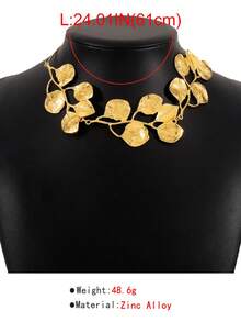 1pc Creative & Personalized Metal Style Necklace With Leaf Shaped Pendant - Silver - View 11