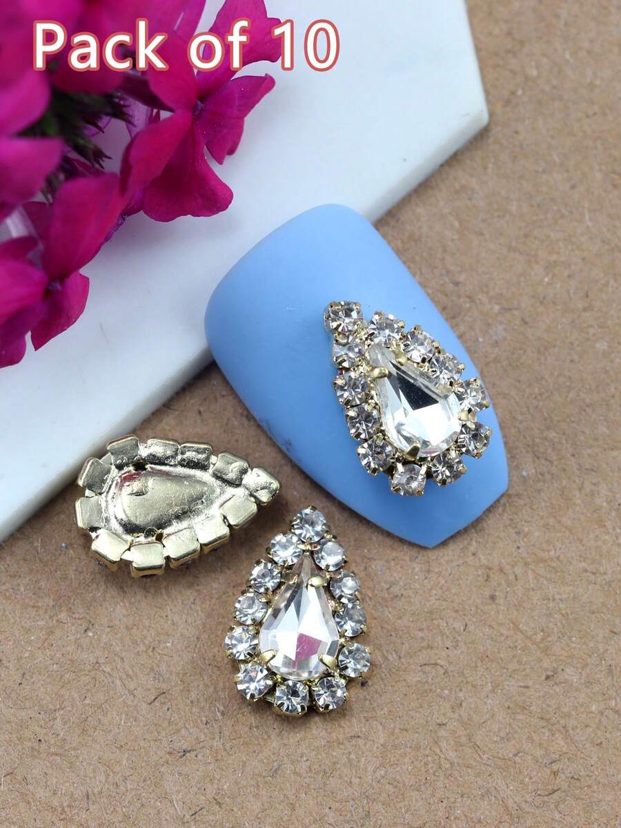 10 件水钻美甲装饰 - 白色 - 查看 1