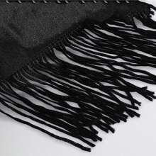 一雙長禮儀派對舞蹈表演手套服裝配件流蘇絲綢性感手套 - 黑色 - 查看 2