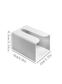 1 件壁掛式紙巾盒支架,附可拆卸黏合劑,創意簡約設計,多功能塑膠衛生紙容器 - 白色 - 查看 5