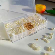 1 Set 10pcs Fashion Elegant Pearl Color Beads For DIY Bracelet Making With Small Gold Beads Interval, Suitable For Daily Wear, Fresh Summer Bracelet, DIY Imitation Pearl Bracelet With Heart Shape Rose Shell Pendant