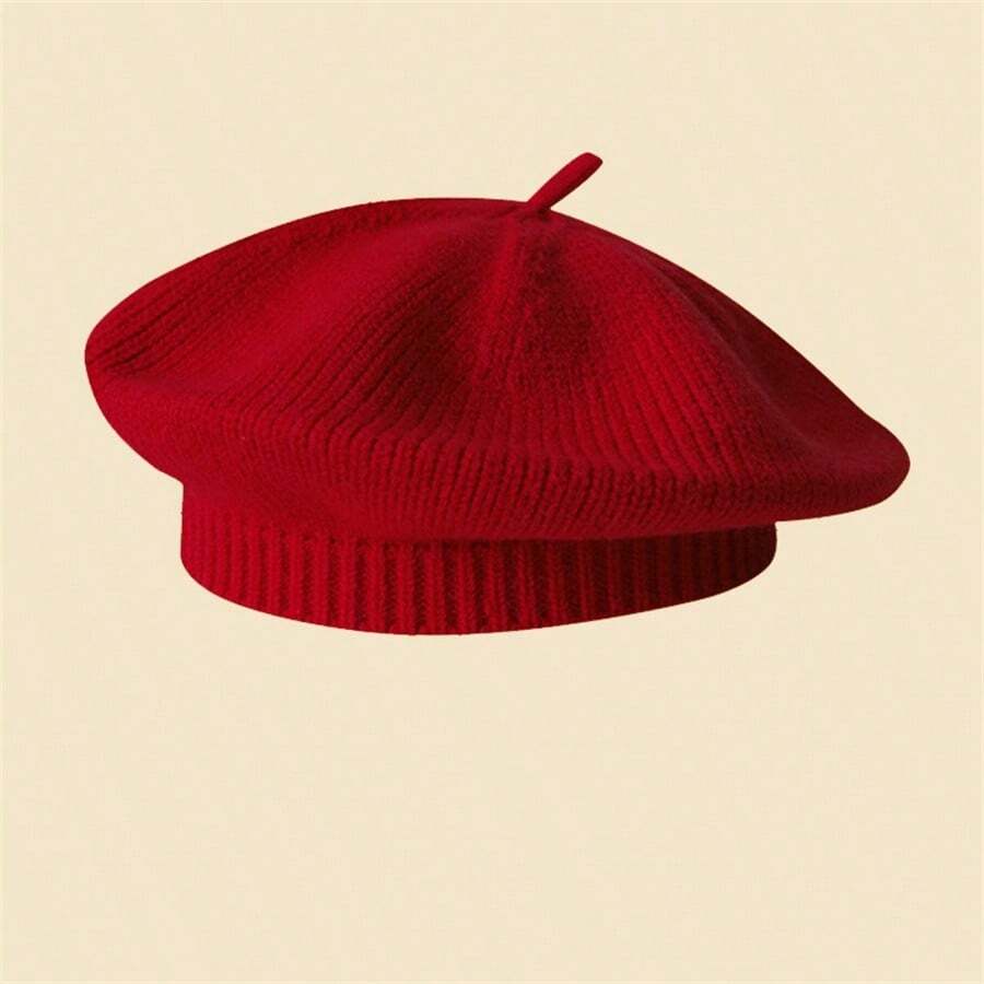 British Retro Street Style Beret For Girls In Autumn And Winter Knitted Art Painter Hat Versatile Warm Hat Casual - Burgundy - View 1