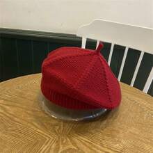 British Retro Street Style Beret For Girls In Autumn And Winter Knitted Art Painter Hat Versatile Warm Hat Casual - Burgundy - View 3