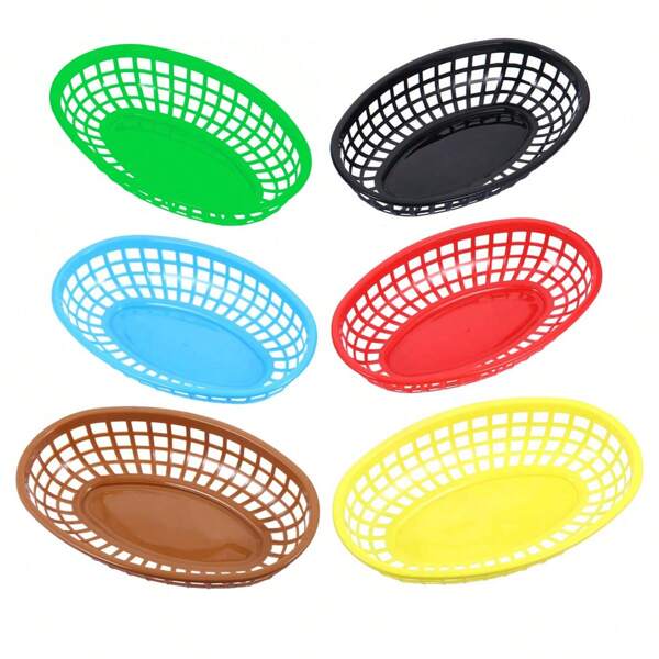 12pcs 36pcs Fast Food Baskets, Oval Plastic Fast Food Serving Basket