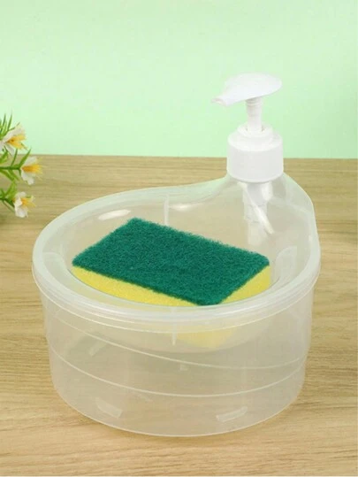 1 件皂液器，带液体添加装置和海绵清洁刷，按压式液体出口，适用于厨房水槽家居浴室装饰秋季装饰返校