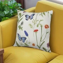 1pc Reversible Countryside Butterfly Printed Peach Skin Pillowcase - Multicolor - View 4