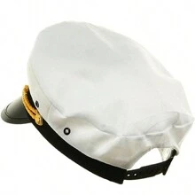 可調式白色船長帽適合船主題派對、角色扮演或家庭遊輪