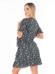 Vestido Sexy Cruzado Cuello En V - Verde Oscuro - Ver 4