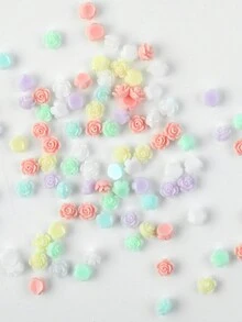 1 袋美甲装饰，约 100 件果冻色迷你山茶花形糖果色心形