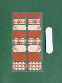 Beauty Sticker 16 cái/bộ Giáng sinh Người Gingerbread , Sọc & Hình trái tim Hình dán nghệ thuật móng tay Với 1 Miếng Giũa móng tay Đối với phụ nữ Đến Nâng cấp Của bạn - Nhiều màu - Xem 2
