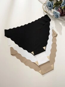 3pcs Women Underwear, Multicolor Sexy Seamless Wavy Edge Breathable Quick-Dry Sports Briefs - Multicolor - View 1