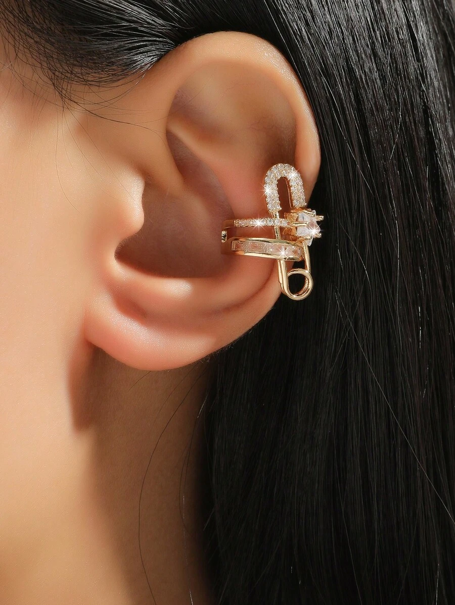 Manguito De Oreja Personalizado De Moda Europea Y Americana, 1 Pieza - Dorado - Ver 1