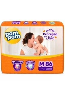 FRALDA POMPOM HIPER M 86 UN - Branco - Visão 1
