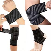 1PC Compression Bandage Wraps Knee Support Straps For Legs, Thighs, Ankle & Elbow Elastic Bandage Gym Accessories - Black - View 4