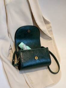 綠色復古小方包2023新款時尚女包百搭單肩包時尚手機斜背包 - 綠色 - 查看 5