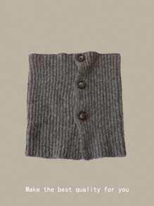 Solid Color Cashmere Button Loop Scarf, Winter Fashionable Neck Warmer - Grey - View 5