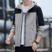 Men's New Casual Outdoor Color Block Sports Jacket - Khaki - View 4