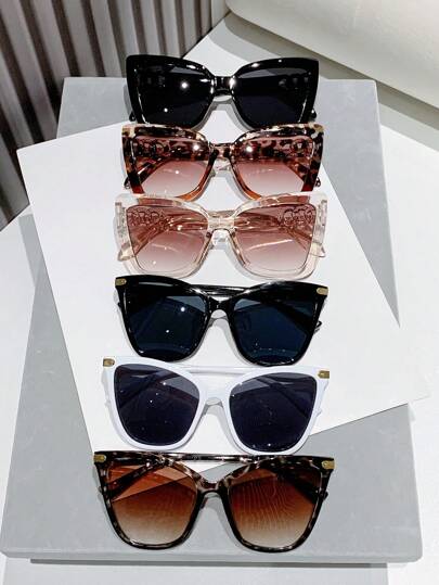 Boho 6pcs Women's Cat Eye Frame Plastic Decoration Fashion Glasses Beach Accessories For Women Glasses Shades For Summer Beach Vacation,Outdoor,Travel